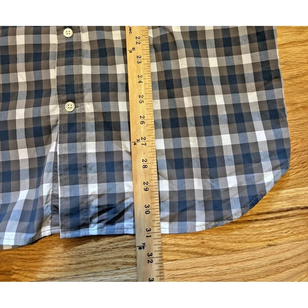 Banana Republic Men's Button-Down Shirt XL Cotton Blue/Gray Plaid Classic Casual